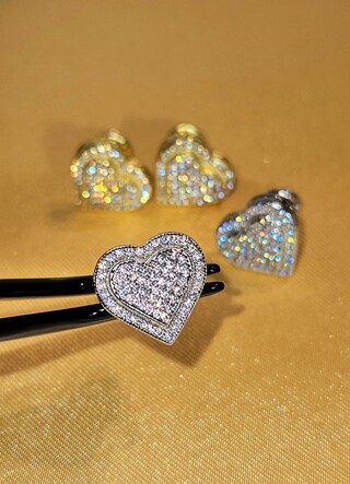 Orecchini A Perno In Argento 925 Con Zirconia Cubica Taglio Cuore 8 Mm – Scegli Tra 13 Colori – Confezione Regalo