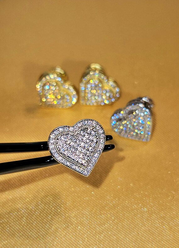 Orecchini A Perno In Argento 925 Con Zirconia Cubica Taglio Cuore 8 Mm – Scegli Tra 13 Colori – Confezione Regalo