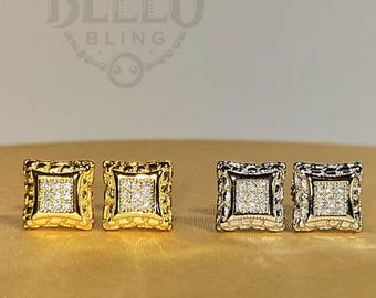 925 Sterling Silber Ohrstecker - funkelnde CZ Herren Ohrring, quadratische Ohrstecker, Herrenschmuck, hypoallergener Schmuck