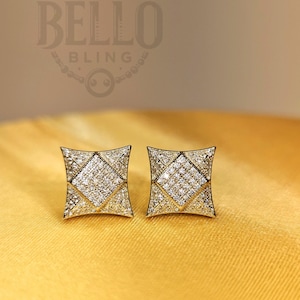 925 sterlingzilveren oorknopjes - sprankelende CZ herenoorbel, vierkante studs geschroefde oorbellen, herensieraden, hypoallergene sieraden