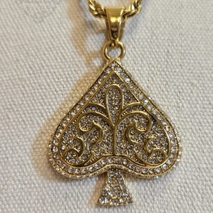 Spade Locket Spade Pendant Necklace - Card Suit, Gold Finish, Hypoallergenic, Poker ...
