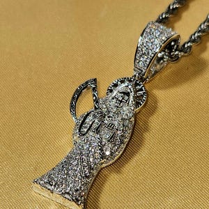 925 Sterling Silver Santa Muerte Charm Pendant - Spiritual Religious Amulet Jewelry, Grim Reaper-Death-De La Medallion Necklace Catholic