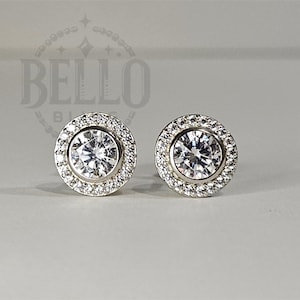 925 Sterling Silber Runde Ohrstecker - Männer Frauen Silber Ohrring, Ohrstecker Screwback Ohrringe, Herren Schmuck Iced, aretes de plata