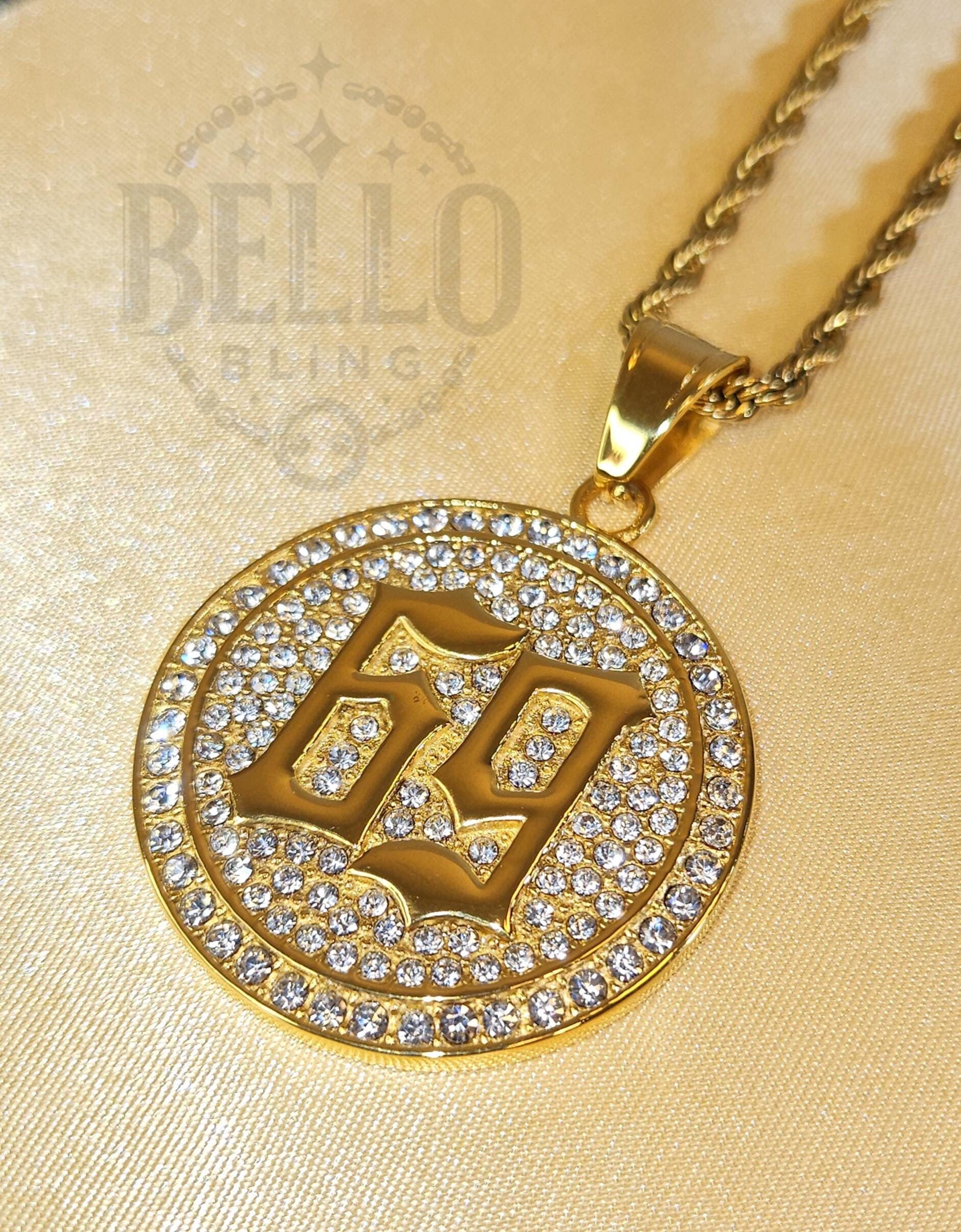 Bling 69 Pendant Gold Finish Pave CZ Stones Iced Out Trendy Hip Hop Jewelry Statement Necklace Urban Fashion Streetwear Jewelry