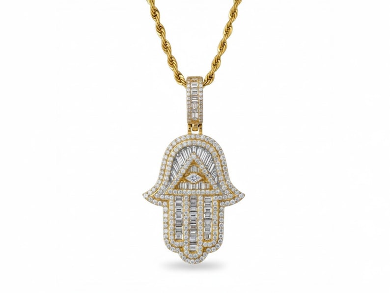 Hamsa Rope Chain Hamsa Pendant Necklace - Gold Finish Religious Jewelry, Hypoallergenic ...