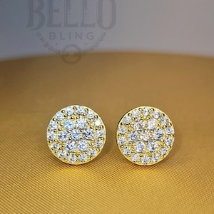 925 Sterling Silber Runde Ohrstecker - funkelnde CZ Herren Ohrring, Ohrstecker Ohrringe, Herren Schmuck, Nugget Ohrringe