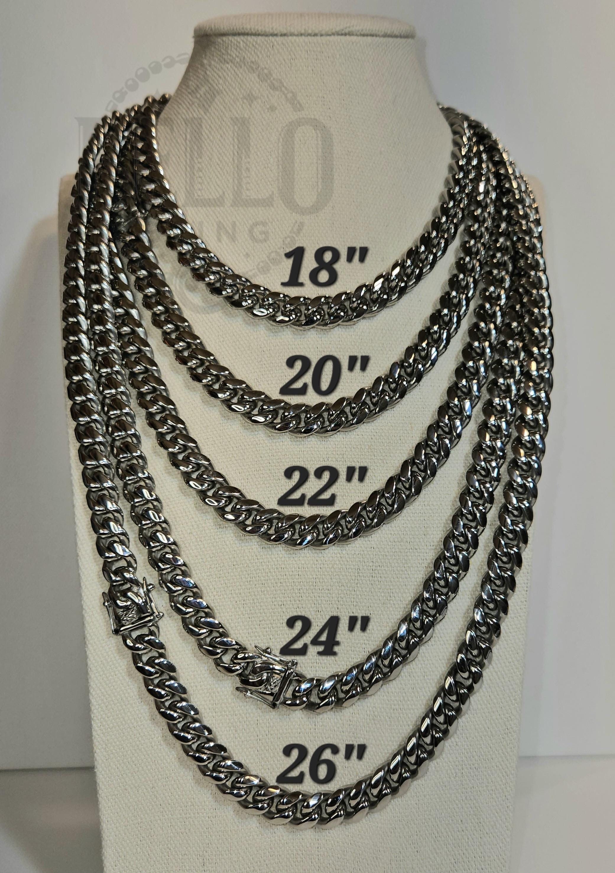 16-40MEN Stainless Steel 10mm Silver Miami Cuban Curb Link