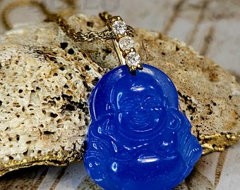 Lucky Charm Blue Buddha Pendant Necklace - Hypoallergenic
