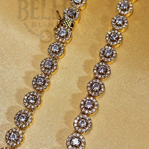 7mm 20&quot; Flower Tennis Silver Chain Necklace, Iced Prong Handset Cz Diamond Tennis Choker Chain, Ice Out Tennis Necklace, Men Women Jewelry