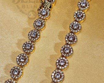 7mm 20" Flower Tennis Silver Chain Necklace, Iced Prong Handset Cz Diamond Tennis Choker Chain, Ice Out Tennis Necklace, Men Women Jewelry