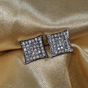 Oorknopjes van 9 mm - sprankelende CZ herenoorbel, 925 sterlingzilveren vierkante studs geschroefde oorbellen, herensieraden, hypoallergene sieraden
