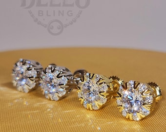 メンズ ダイヤモンド スタッドピアス CZ ホワイトゴールド