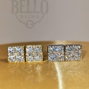 925 sterlingzilveren oorknopjes - sprankelende CZ herenoorbel, vierkante studs geschroefde oorbellen, herensieraden, hypoallergene sieraden