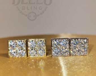 925 Sterling Silber Ohrstecker - funkelnde CZ Herren Ohrring, quadratische Ohrstecker, Herrenschmuck, hypoallergener Schmuck