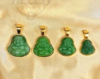 Luxe Lucky Green Buddha Pendant Necklace - Hypoallergenic Bling, Sparkling Stones, Perfect Gift, Trendy Vibes, Fortune Charm, Stylish Drip