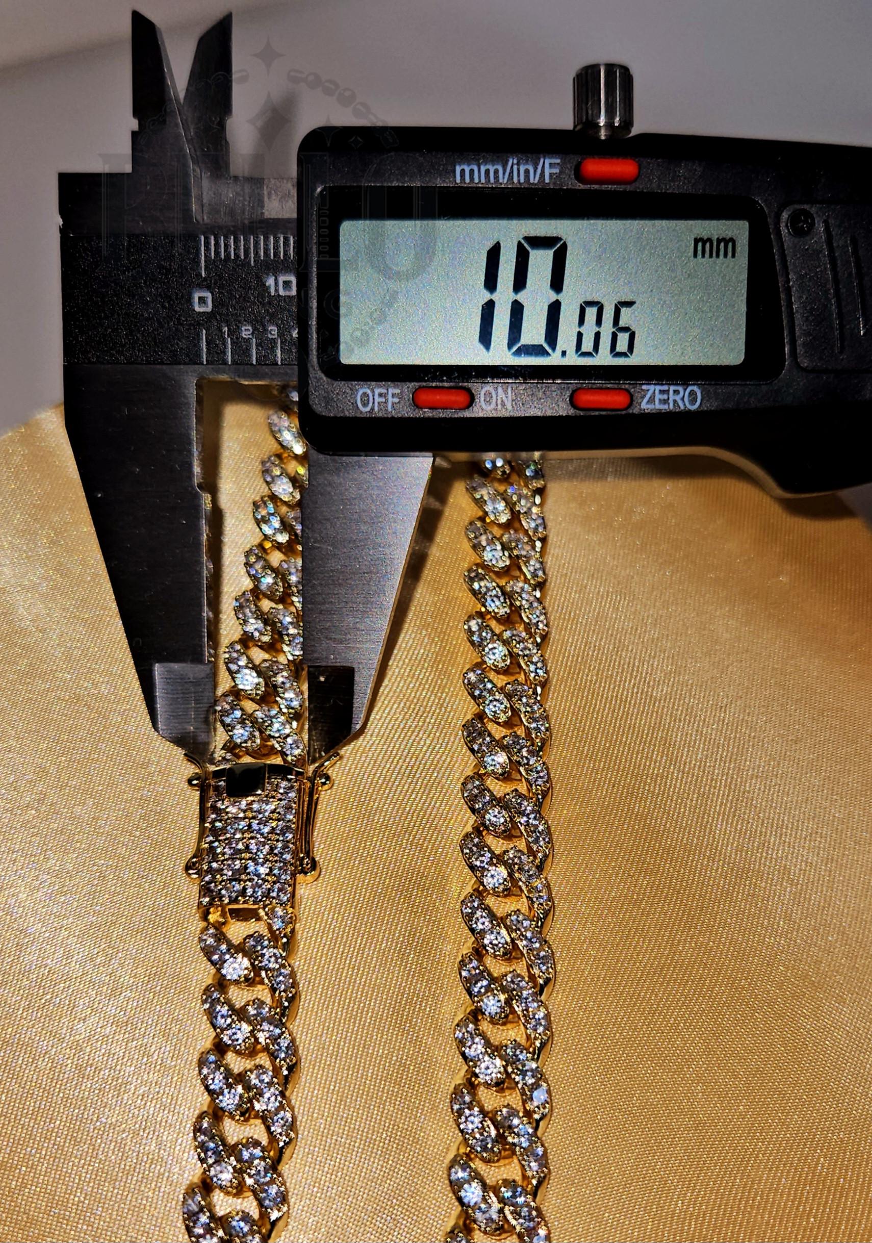 マイアミ キューバンリンクチェーン 10 mm 22インチネックレス、14k
