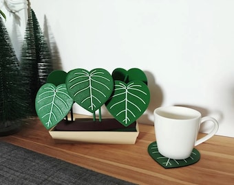 3D Printed Philodendron Plant Coaster Set | Eco-Friendly PLA Decor