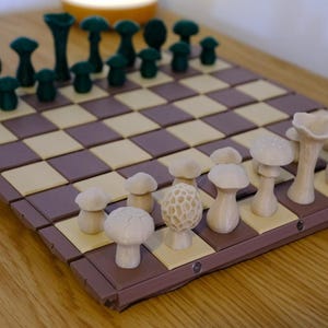 3D Printed Mushroom Chess Set | Unique Travel Game image 1