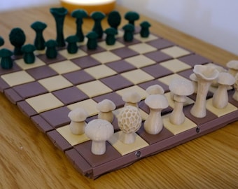 3D Printed Mushroom Chess Set | Unique Travel Game