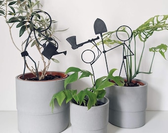 Funny Stickman Plant Stakes (Set of 3) – 3D Printed Garden Decor