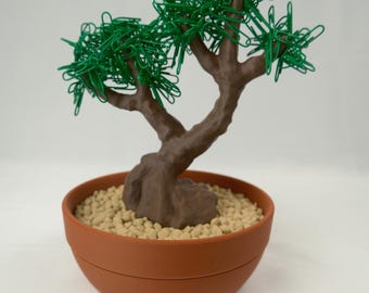 Bonsai Paperclip Holder – Desk Organizer with Hidden Storage