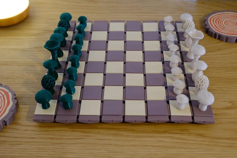 3D Printed Mushroom Chess Set | Unique Travel Game image 2