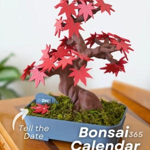 Calendario degli alberi bonsai / Decorazione unica per la casa / Verde / Spedizione gratuita / Pianta finta / Stampata in 3D / Alta qualità / Regalo di inaugurazione della casa