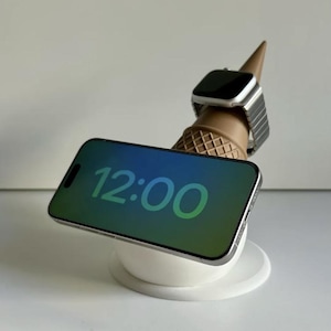 Gelato MagSafe Ladestation für iPhone & Apple Watch – Niedliches Schreibtisch-Dock | Eis Halter Geschenk | Kabelloses Laden | Kostenloser Versand