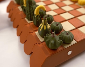 Juegos de Calabaza / Torre de Dados de Calabaza Impresa en 3D, Juego de Mesa de Damas y Ajedrez
