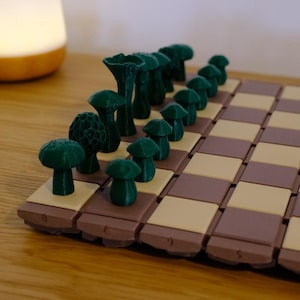 3D Printed Mushroom Chess Set | Unique Travel Game image 3