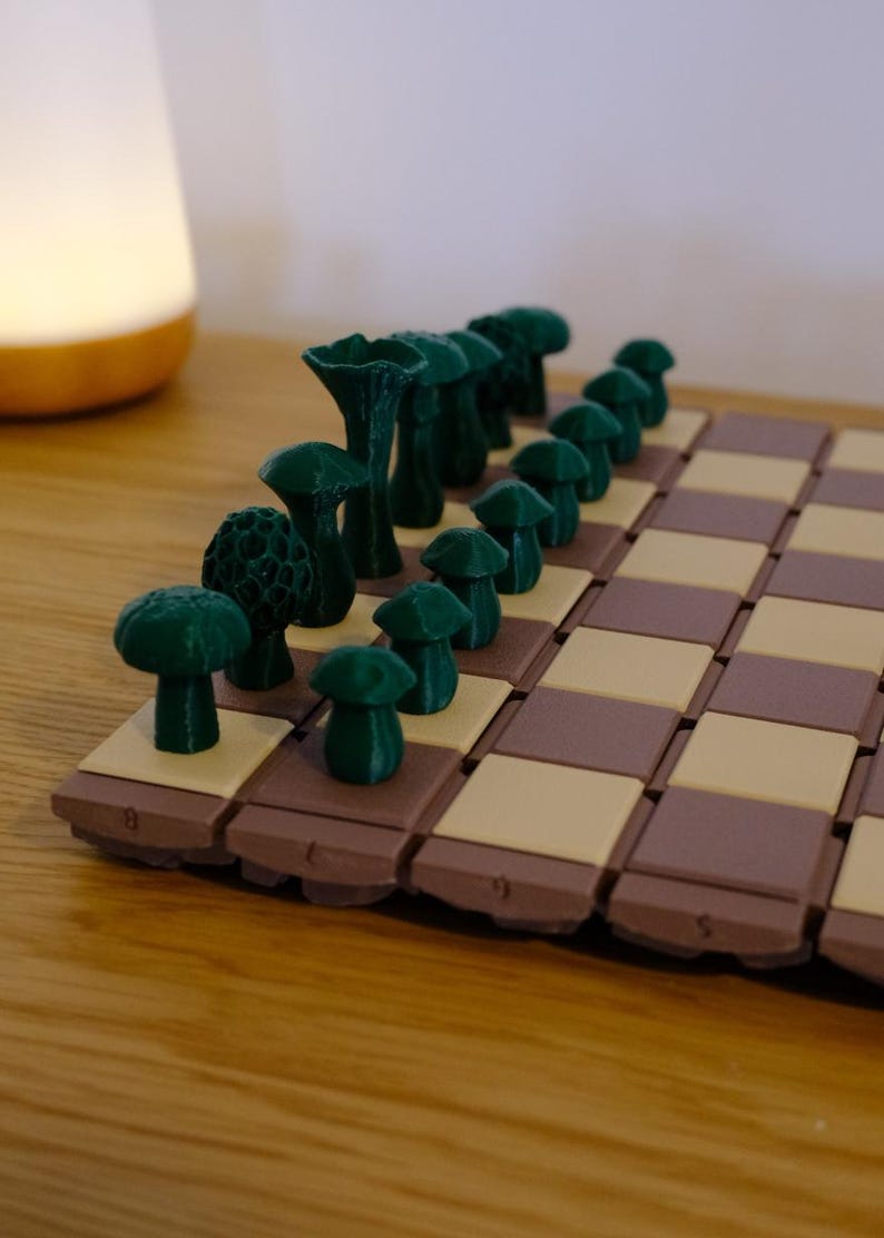 3D Printed Mushroom Chess Set | Unique Travel Game image 3