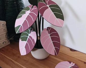 3D Printed Alocasia Plant Coaster Set | Unique Home Decor