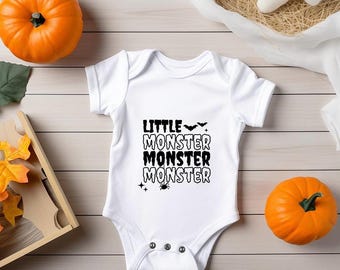 Halloween, little monster, Baby, onesie, spooky, bodysuit, children, holiday, gift, announcement