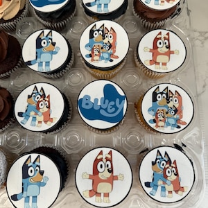 Bluey Themed Edible Cupcake & Cookie Toppers - Perfect for Bluey-Themed Parties!