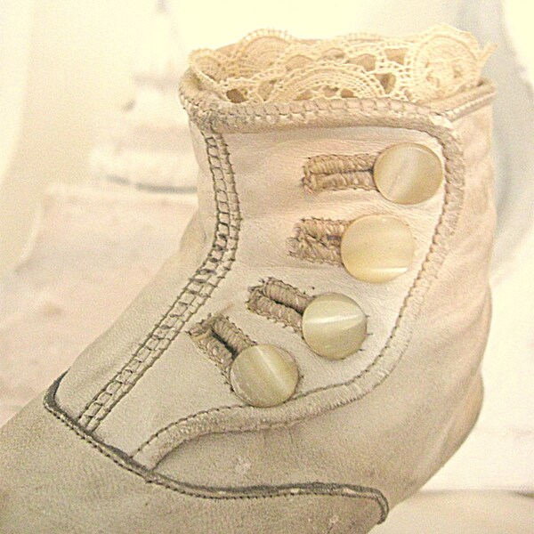 RESERVED Antique High Button Baby Child's Baby Shoe