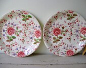 Chintz Rose Johnson Brothers England Set of 2 Snack Plates