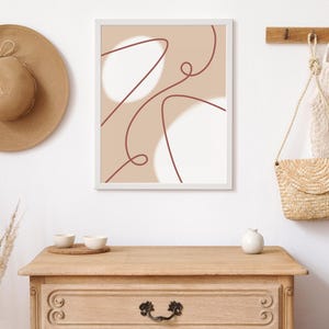 Abstract Line Art Print, Beige Minimalist Wall Art, Modern Neutral Home Decor, Digital Download Poster