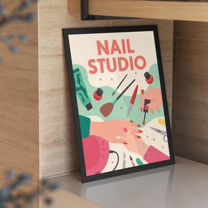 NAIL STUDIO Poster – Pop Art Printable Wall Decor for Nail Salon, Beauty Room – Instant Digital Download