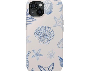 Handyhülle mit küstenblauem Muschelmuster