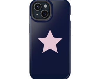 Handyhülle mit blau-pinkem Sternenmuster: Stoßfest, glänzende Oberfläche (iPhone, Samsung)
