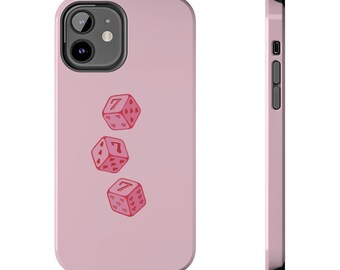 Handyhülle mit rosa Würfelmotiv und Engelszahl 777