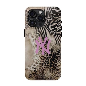 Funda para teléfono con estampado animal de guepardo, tigre y cebra de Nueva York