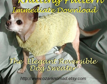 Digital Download - PDF Knitting Pattern -Elegant Reversible Dog Sweater