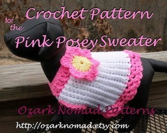 Pink Posey - Digital Download Crochet Pattern for Little Dogs - Chihuahua - MinPin - Yorkie - Beagle - ChiWeenie