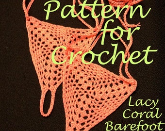 Digital Download - PDF Crochet Pattern for Lacy Coral Barefoot Sandals - an Intermediate Pattern