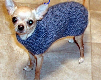 Digital Download - PDF Knitting Pattern Basketweave Dog Sweater - Chihuahua Min Pin Yorkie Puppy