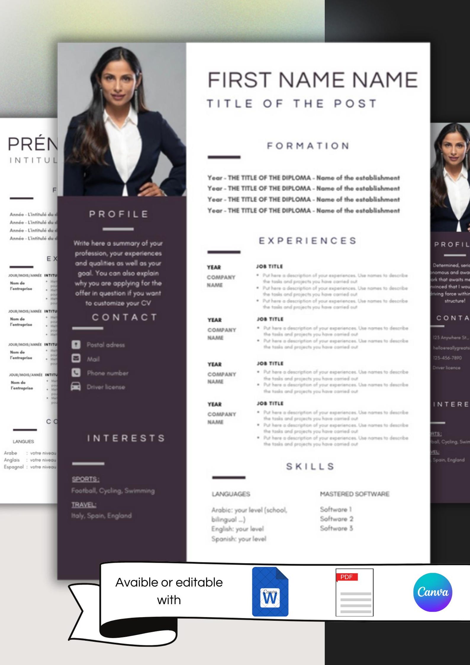 CV Template With Photo. Professional Resume Template Word. CV Design
