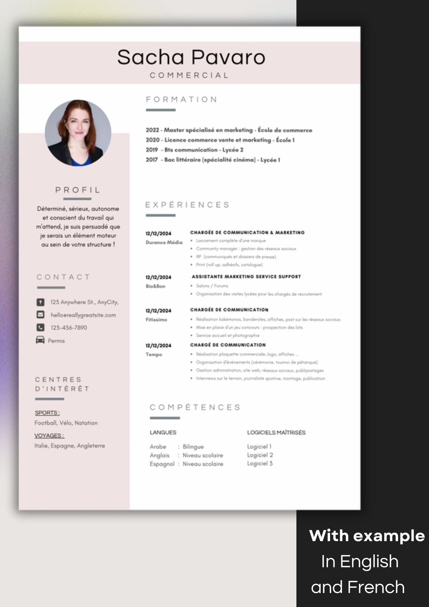 CV Template With Photo. Professional Resume Template Word. CV Design