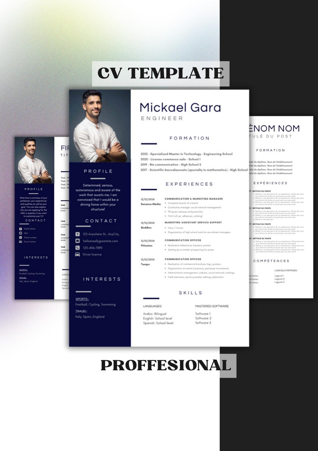 CV Template With Photo. Professional Resume Template Word. CV Design