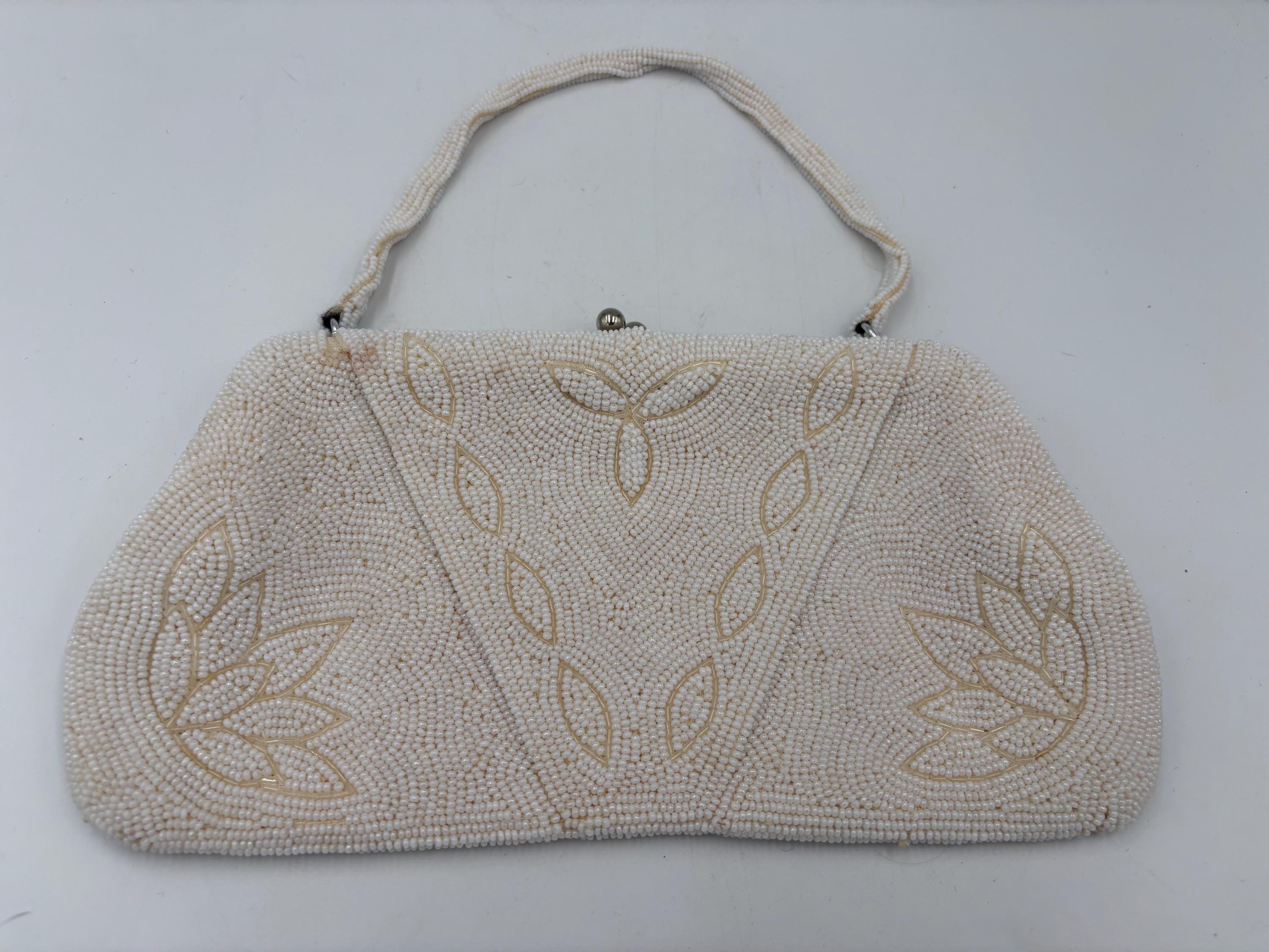 White Beaded Evening Bag Vintage - Etsy display picture 1